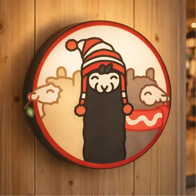 Enseigne avec le personnage lama de Llamitienda