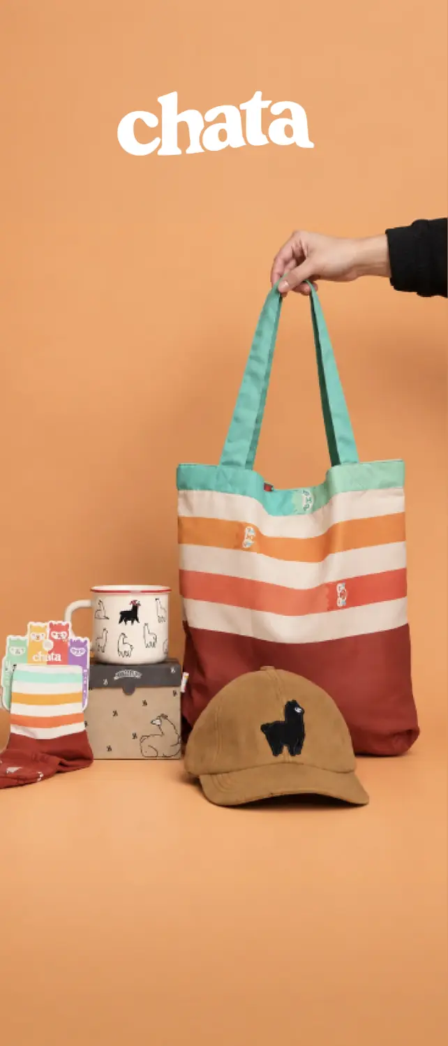 Colección Chata: tote bag de rayas, taza y gorra